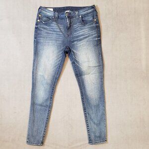 True Religion Womens Sz 33x21 Jeans Jennie Curvy Mid Rise Stretchy Blue Denim
